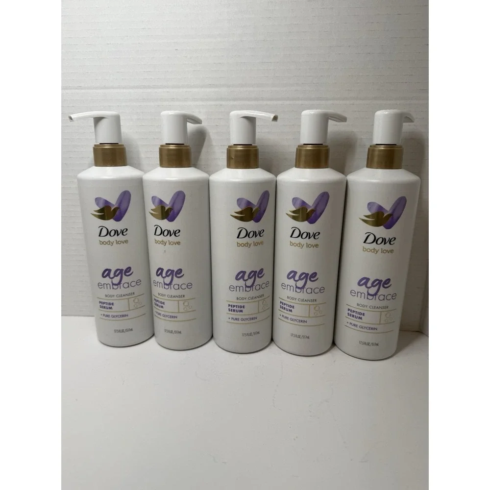 5 Pack New Dove Body Love Age Embrace Body Cleanser Peptide Serum 17.5oz